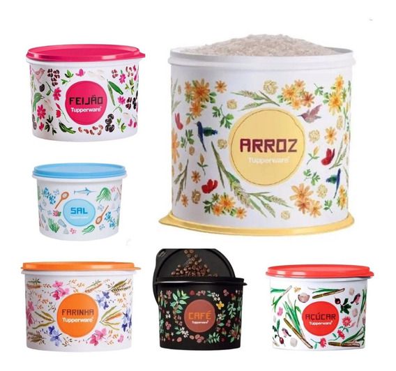 Tuperware Kit Armazenagem Floral 6 peças